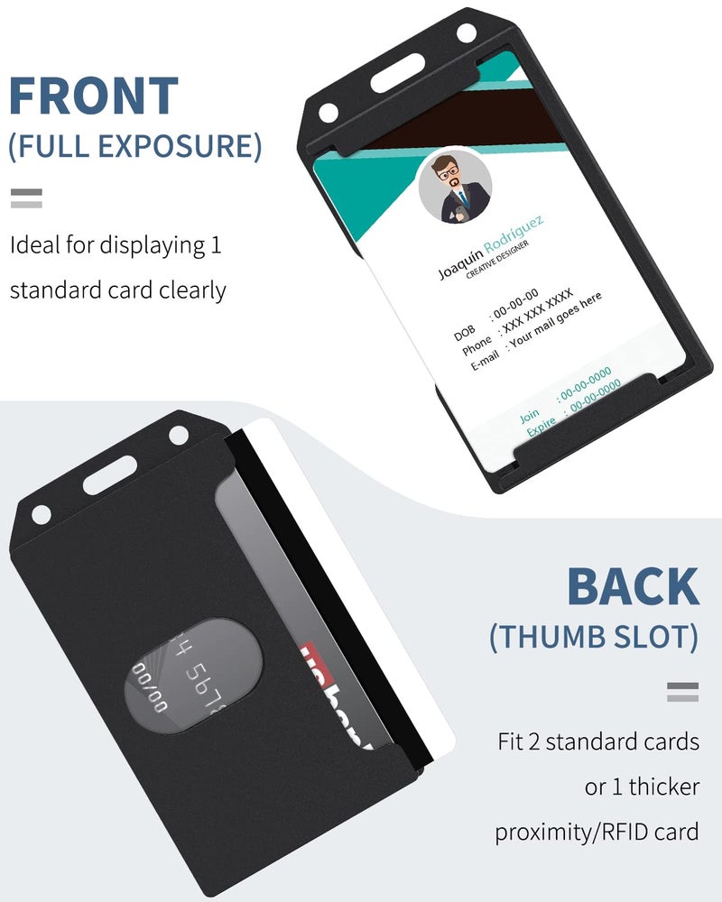 Pawfly 5 Pack 3-Card Badge Holder Vertical Double-Sided Plastic Case with Grippers and Thumb Slot Hard Black Card Protector for Offices Schools IDs Credit Cards Driverâ€™s Licenses and Passes - Image 3